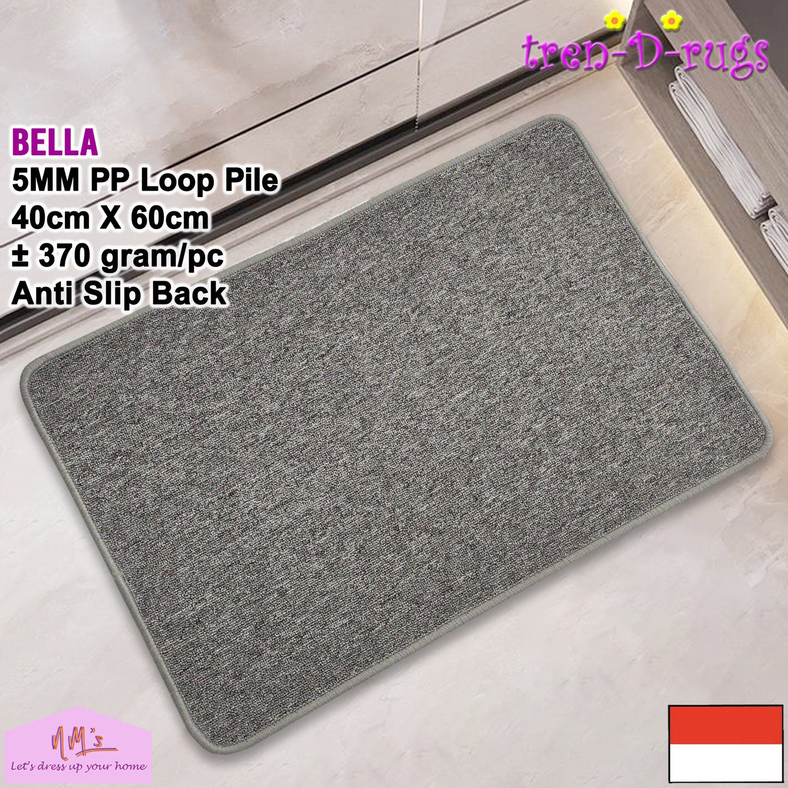 Tren-D-rugs Keset polos anti slip 40 cm x 60 cm