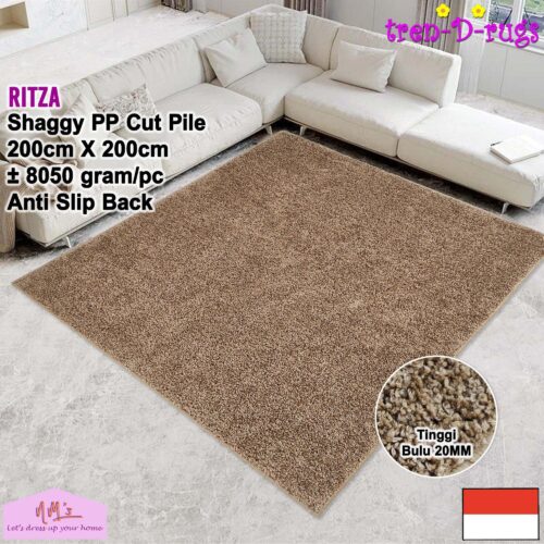 Tren-D-rugs Shaggy Karpet bulu tebal permadani 200 x 200 cm