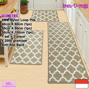 Tren-D-rugs 3pcs Karpet Geometric permadani modern bulu