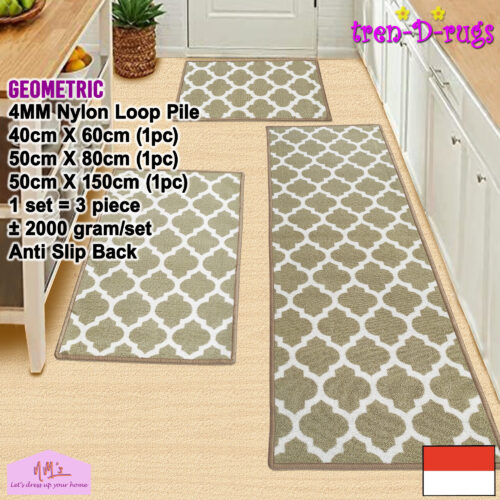 Tren-D-rugs 3pcs Karpet Geometric permadani modern bulu