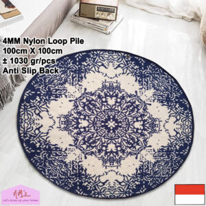 Karpet round bulat motif nordic aesthetic 100x100cm