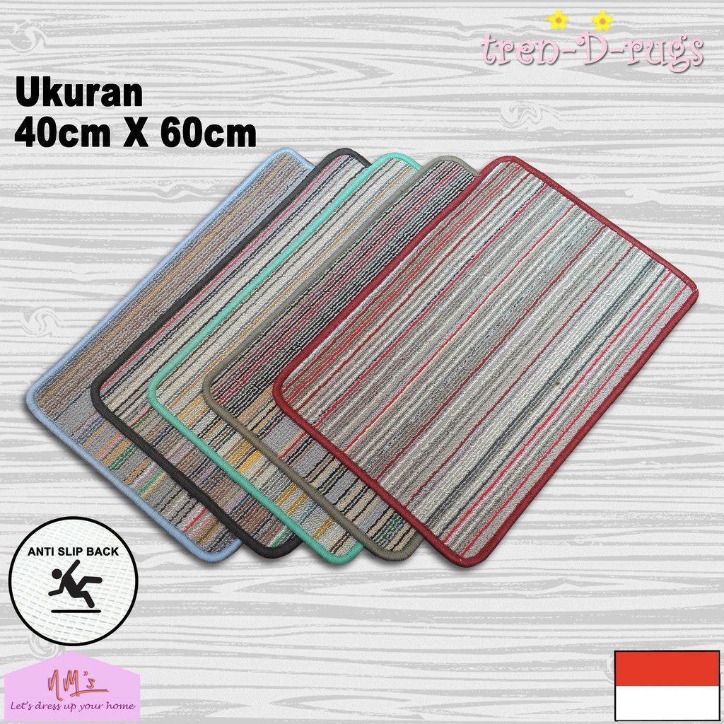 Tren-D-rugs Keset kaki alas lantai motif salur 40 cm x 60 cm