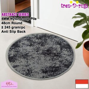 Keset round bulat motif brush abstrak diameter 48 cm