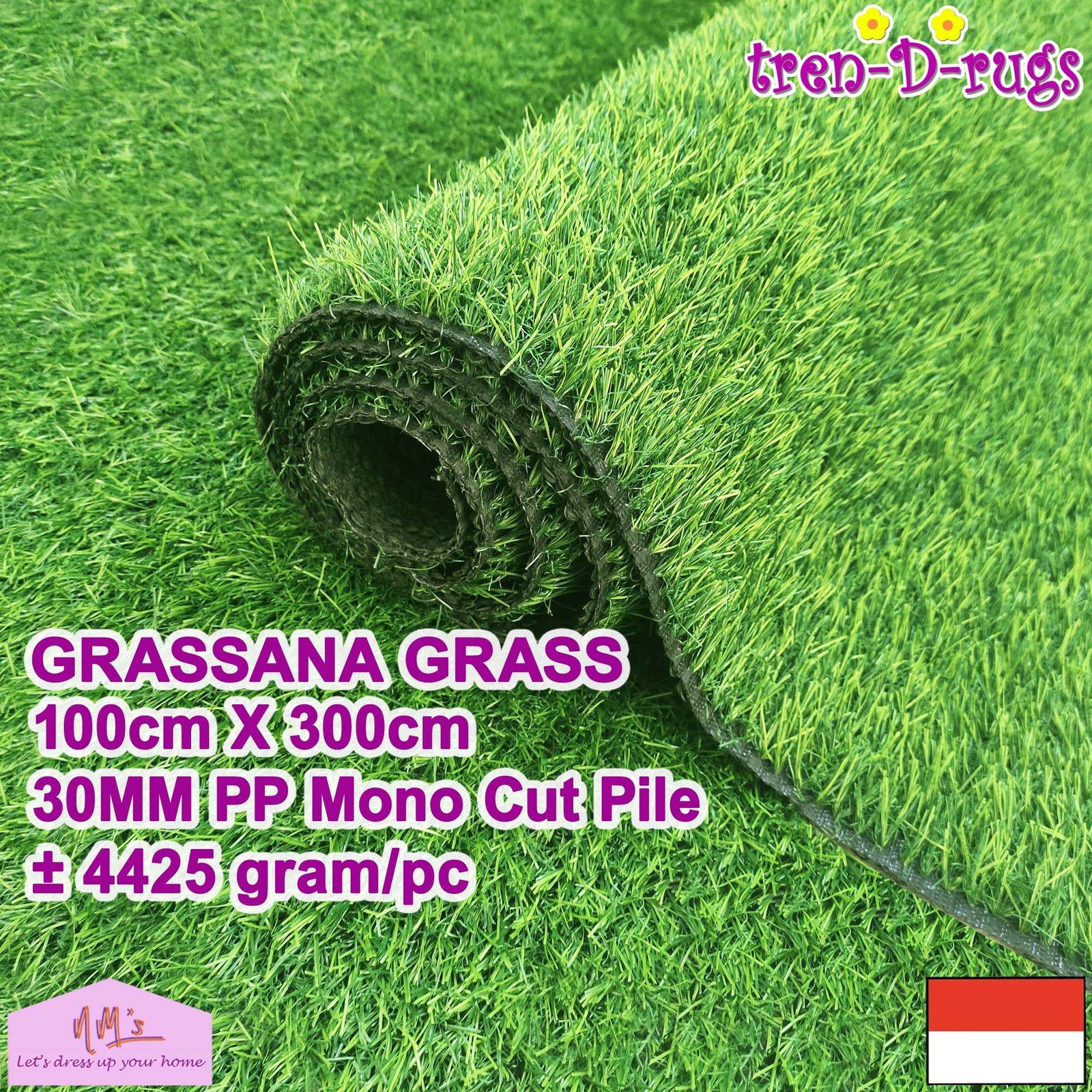 Tren-D-rugs Karpet rumput artificial grass 100 cm x 300 cm