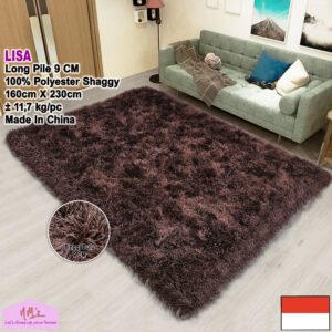 Karpet shaggy polos aesthetic permadani 160 cm x 230 cm