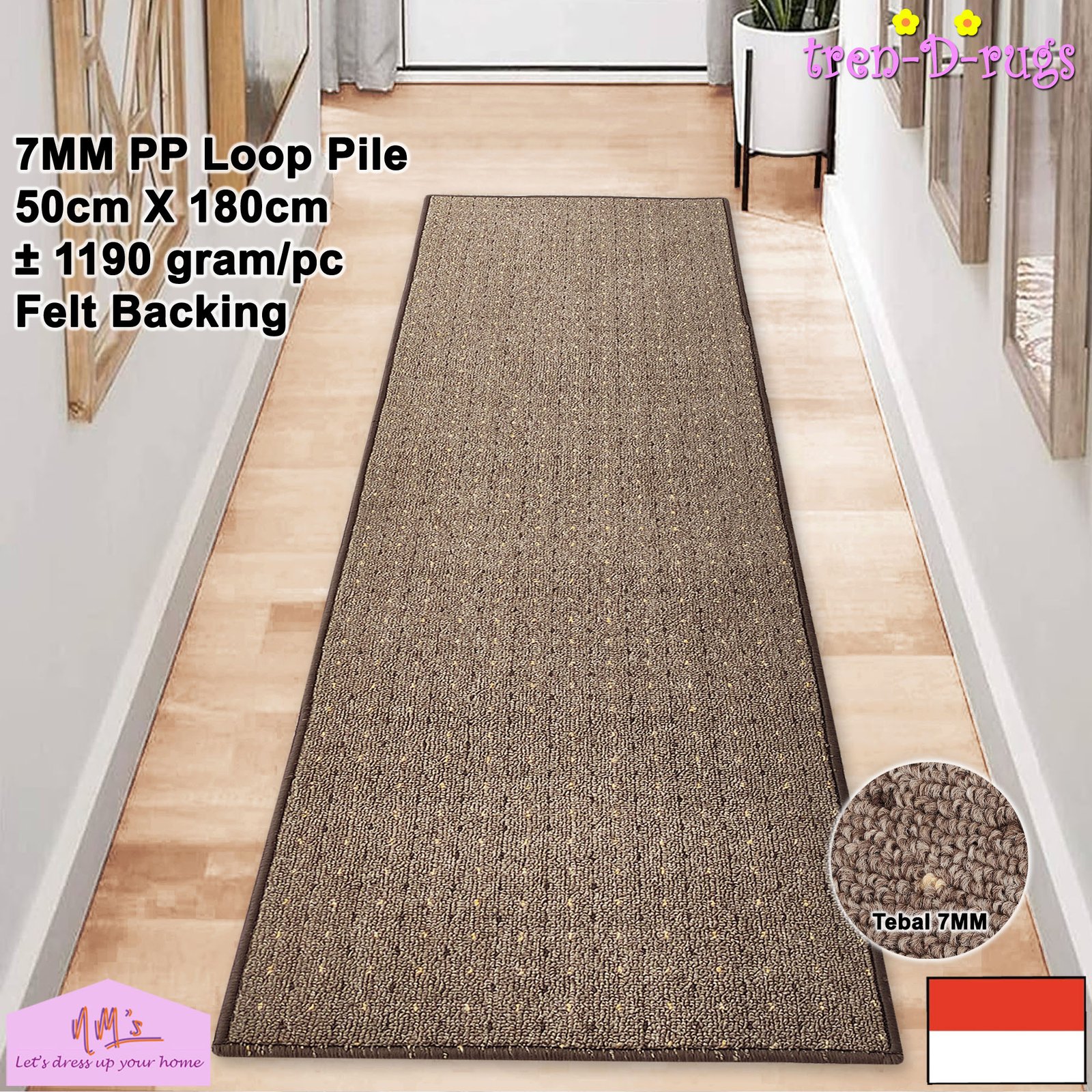 Karpet kaki lorong felt backing 50 cm x 180 cm