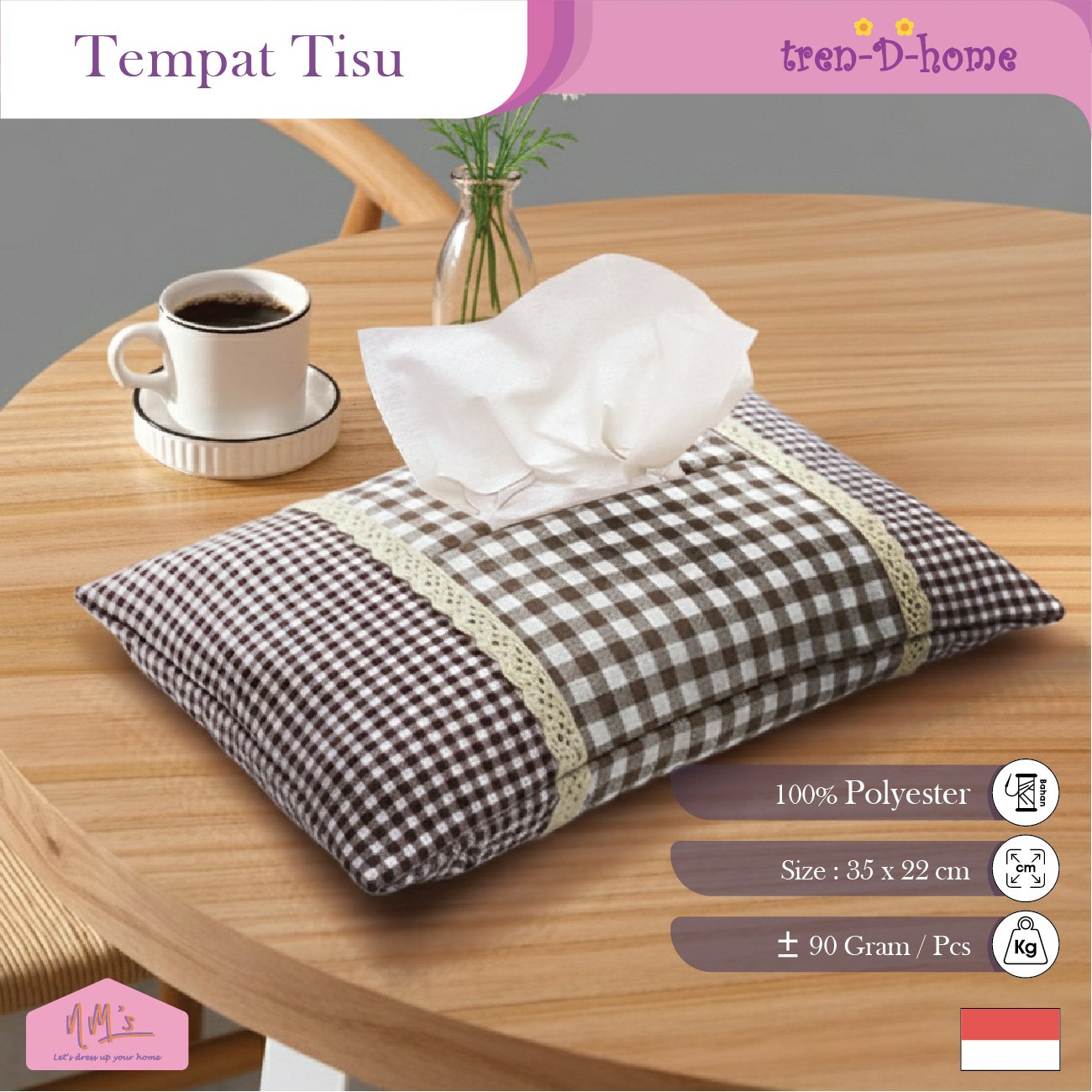 Tren-D-Home Sarung cover tissue bermotif 35 cm x 22 cm