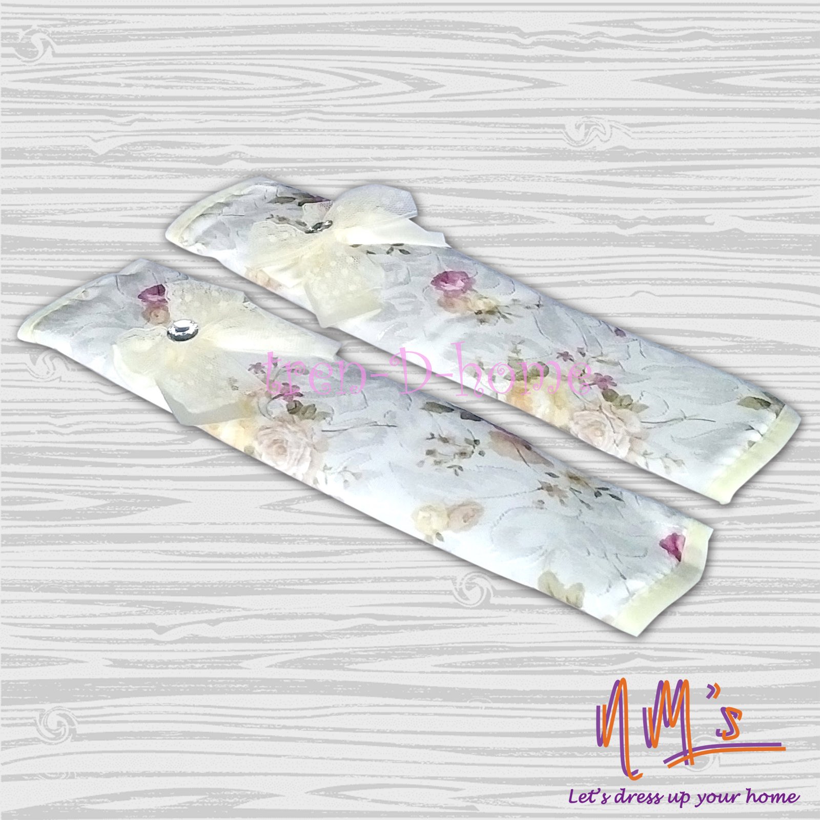 Sarung pegangan pintu motif bunga 2 pcs set 28 cm x 15 cm - Gambar 8