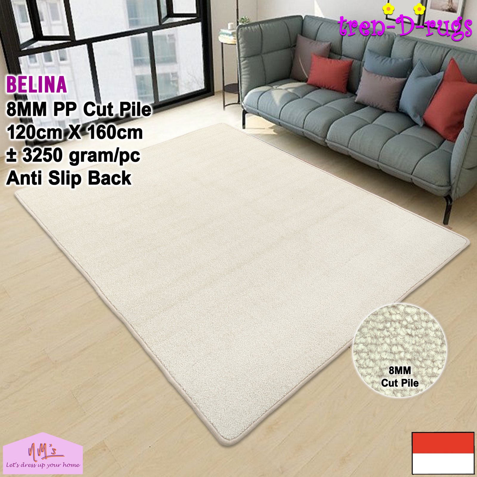 Tren-D-rugs Karpet permadani polos aesthetic 120 cm x 160 cm