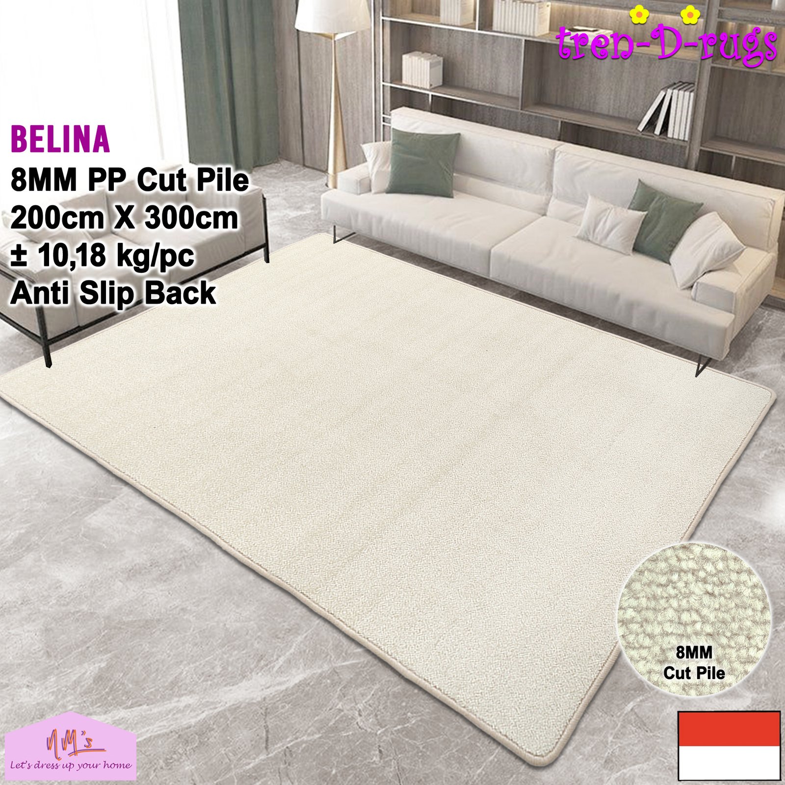 Tren-D-rugs Karpet polos permadani modern 200 cm x 300 cm