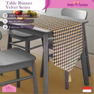 Taplak motif printed timbul anyaman flocking 33 cm x 200 cm