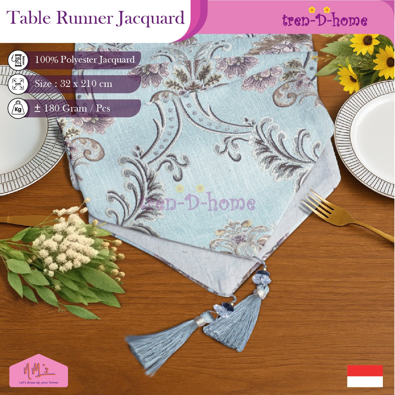 Tren-D-home taplak motif jacquard aesthetic 32 cm x 210 cm