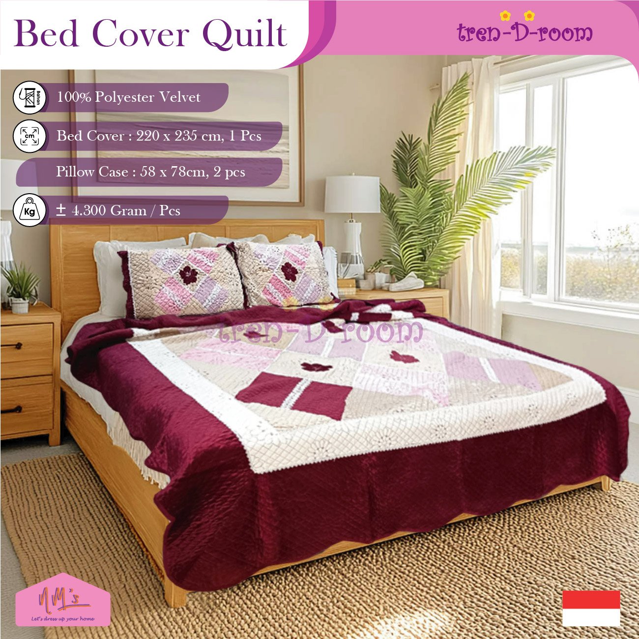 Tren-D-room Sarung dan Bed cover quilt set 220 cm x 235 cm - Gambar 7
