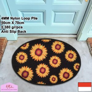 Keset oval motif welcome modern anti slip 50 cm x 70 cm