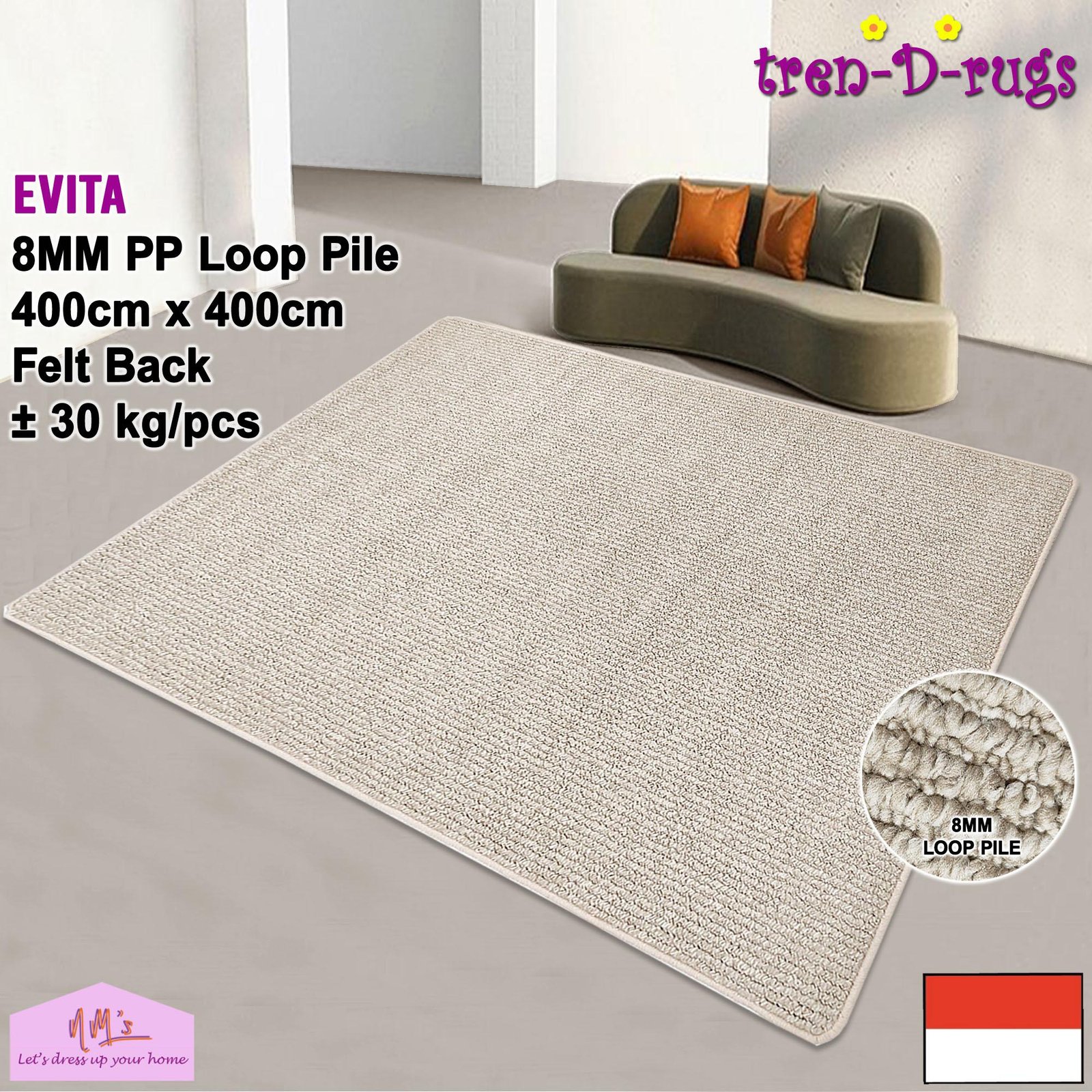 Tren-D-rugs karpet jumbo estetik polos 400 cm x 400 cm