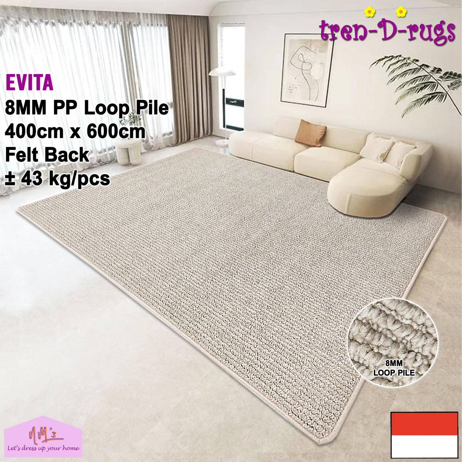Tren-D-rugs karpet jumbo estetik polos 400 cm x 600 cm
