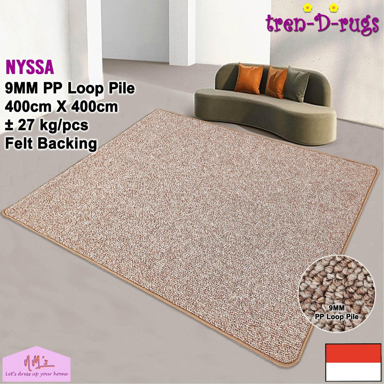 Tren-D-rugs karpet jumbo estetik polos 400 cm x 400 cm