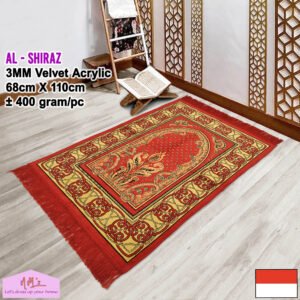 Sajadah Al-Shiraz beludru motif acak turki 68 cm x 110 cm
