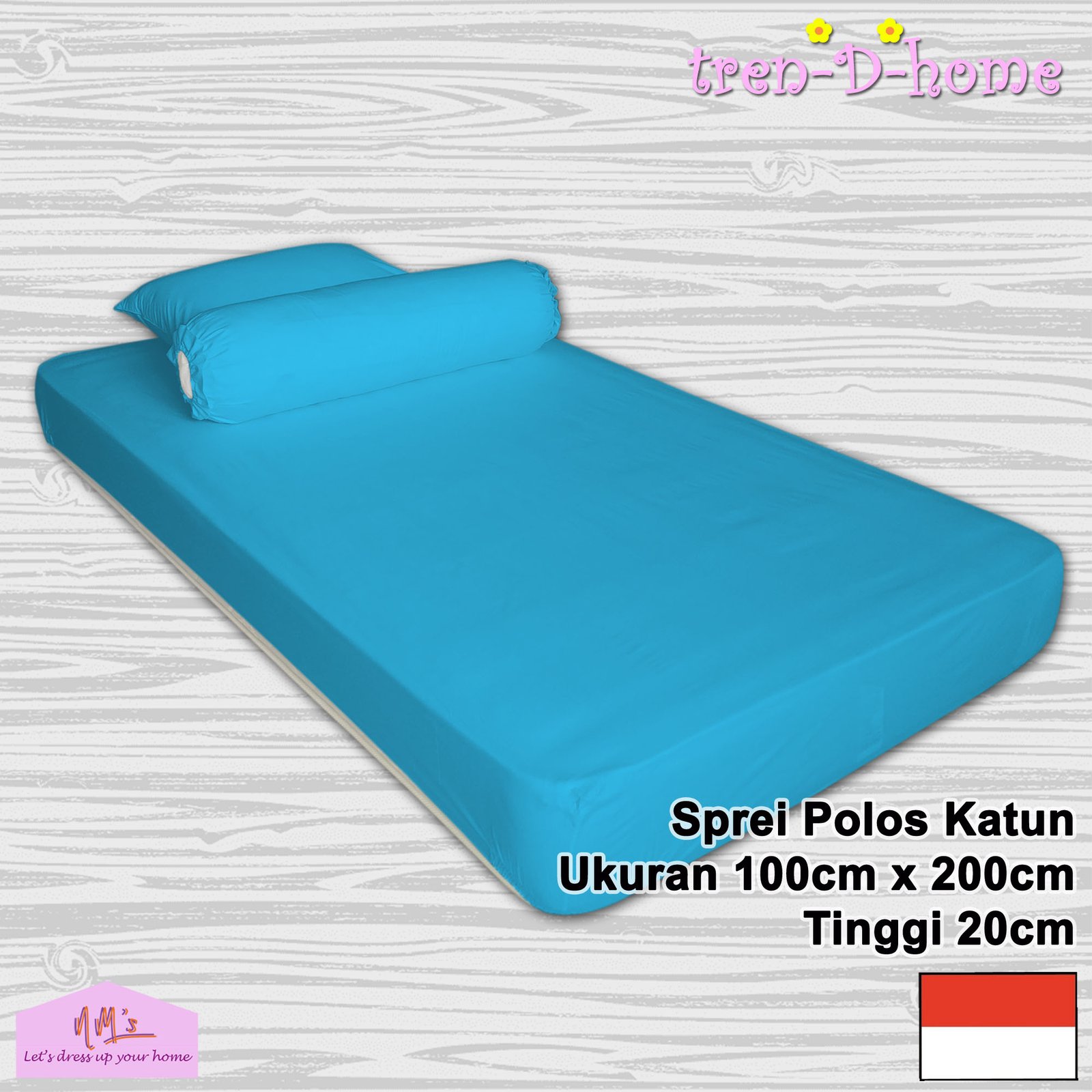 Tren-D-home - Sarung Sprei motif polos katun 100 cm x 200 cm