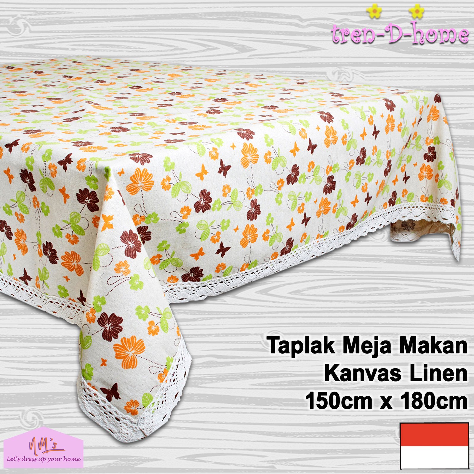 Tren-D-home Taplak Meja Kanvas Linen 150 cm x 180 cm