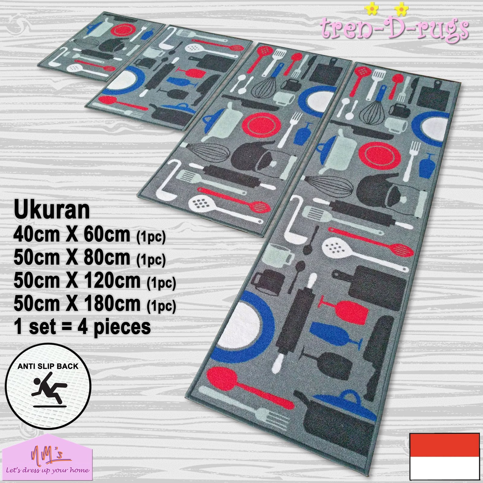 Tren-D-rugs Karpet bulu anti slip murah 1 set isi 4 pcs - Gambar 2
