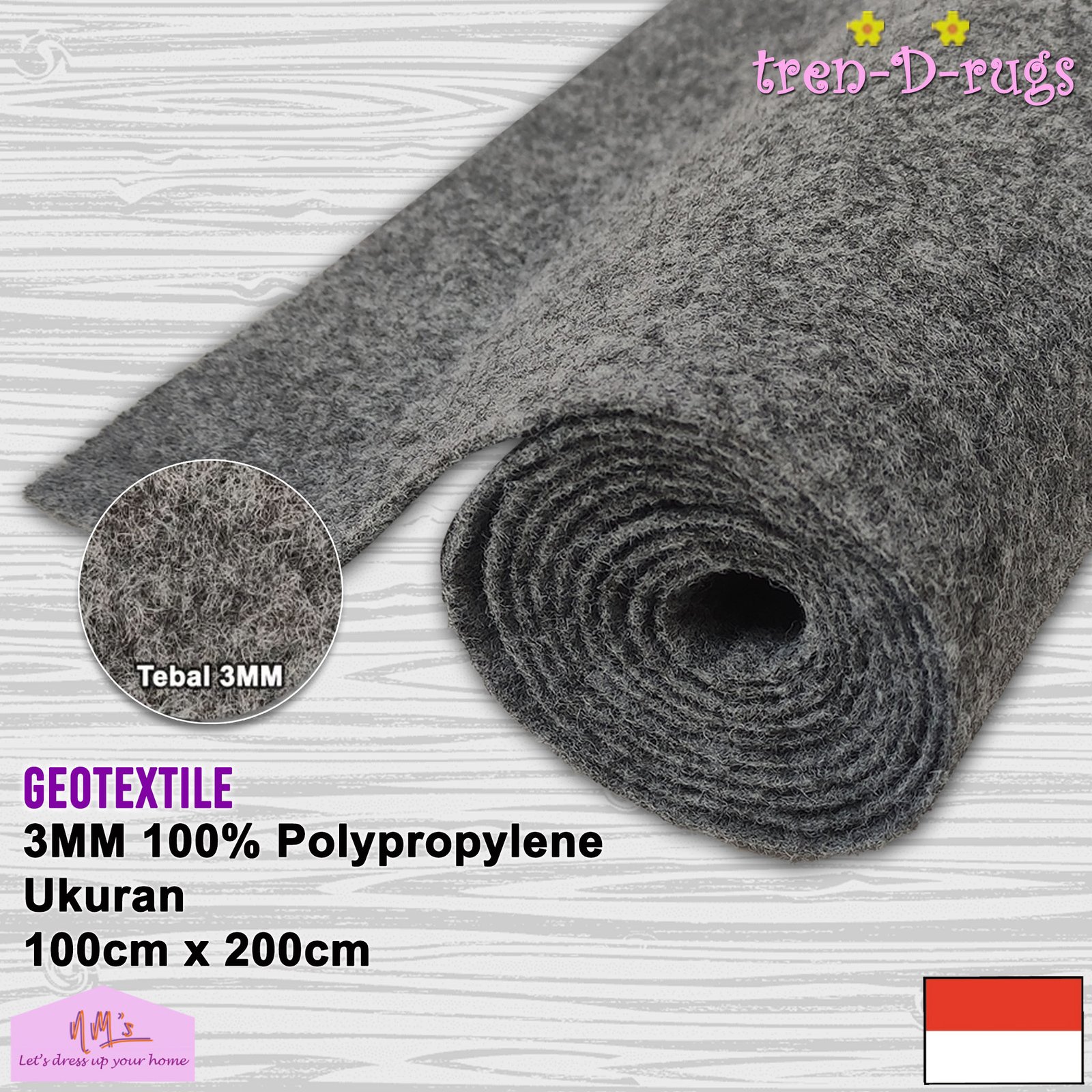 Karpet Geotextile non woven bludru 100 cm x 200 cm
