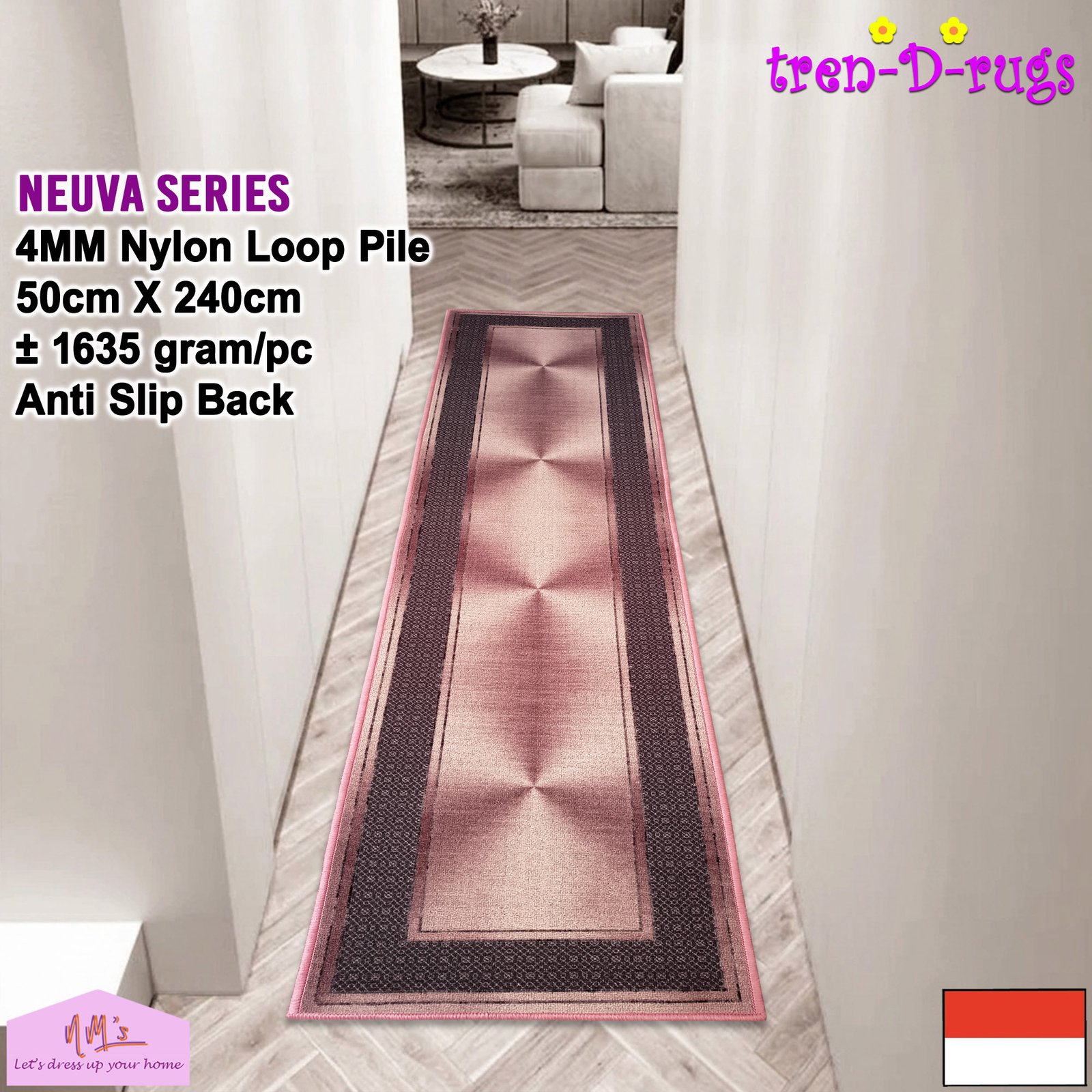 Tren-D-rugs Karpet eropa motif vintage 50 cm x 240 cm