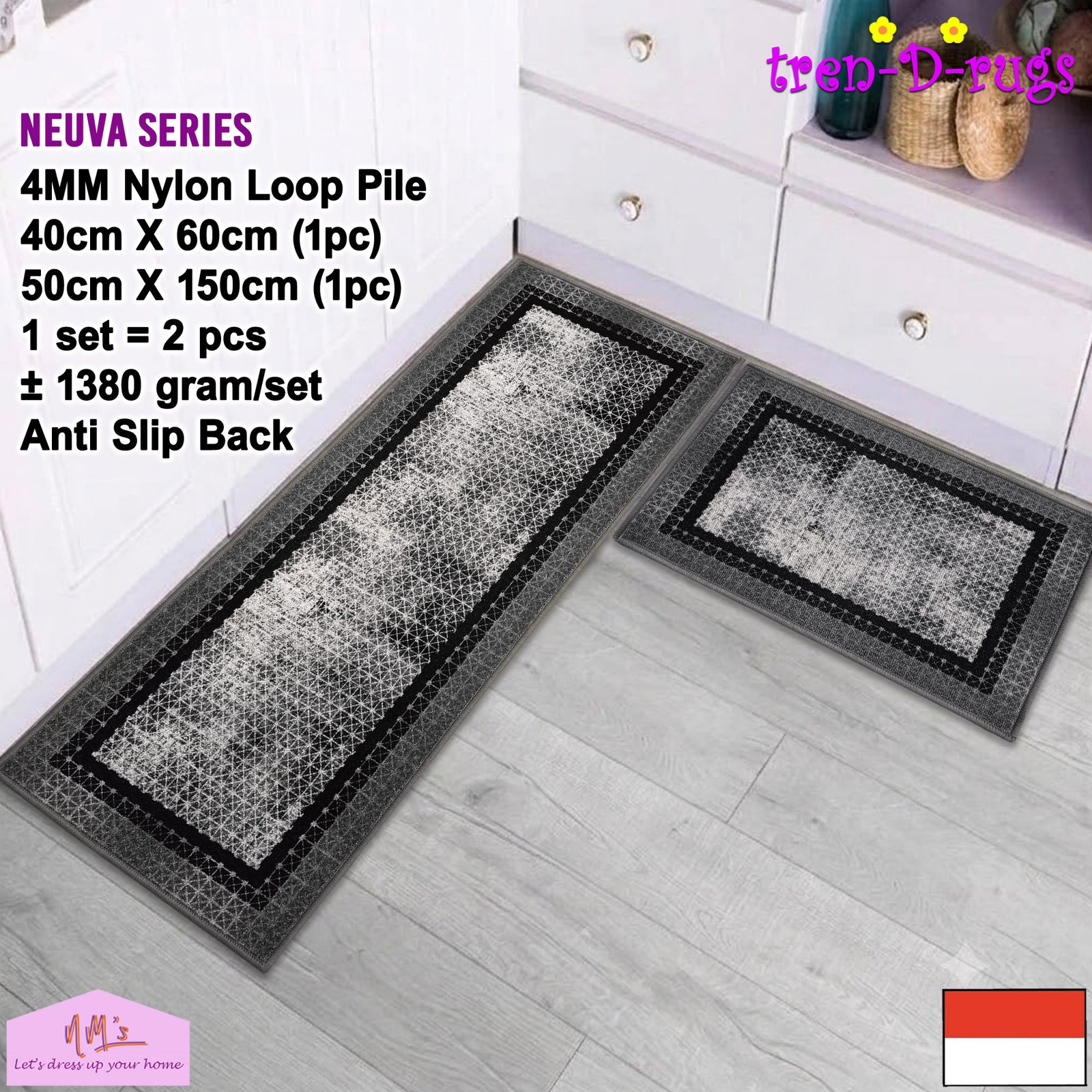 Tren-D-rugs Keset kaki klasik eropa 2pcs 50 cm x 150 cm