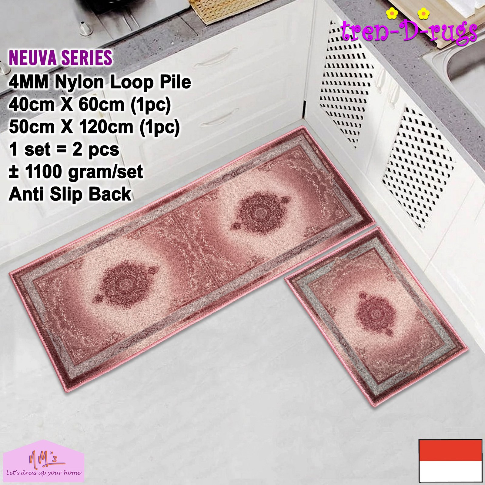 Tren-D-rugs Keset kaki klasik eropa 2pcs 50 cm x 120 cm